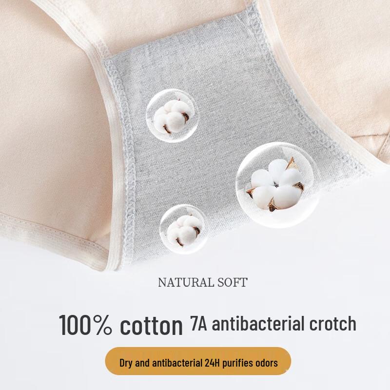 Women's Pure Cotton Seamless Mid-Waist Briefs 4-Pack