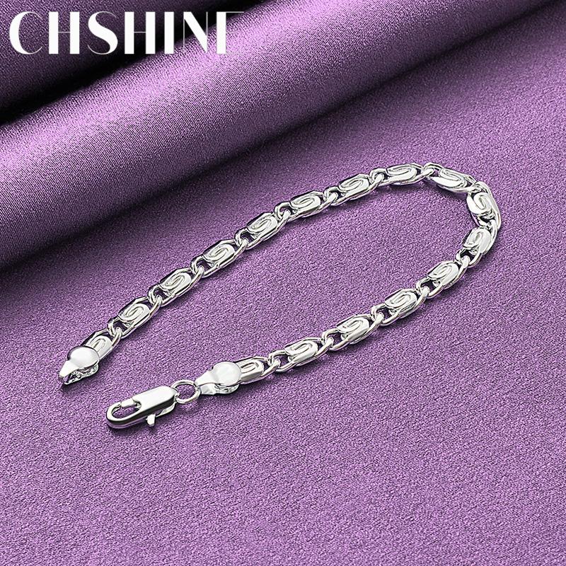 CHSHINE 925 Sterling Silver Men Geometry Bracelet For Women Wedding Party Fashion Charm Jewelry