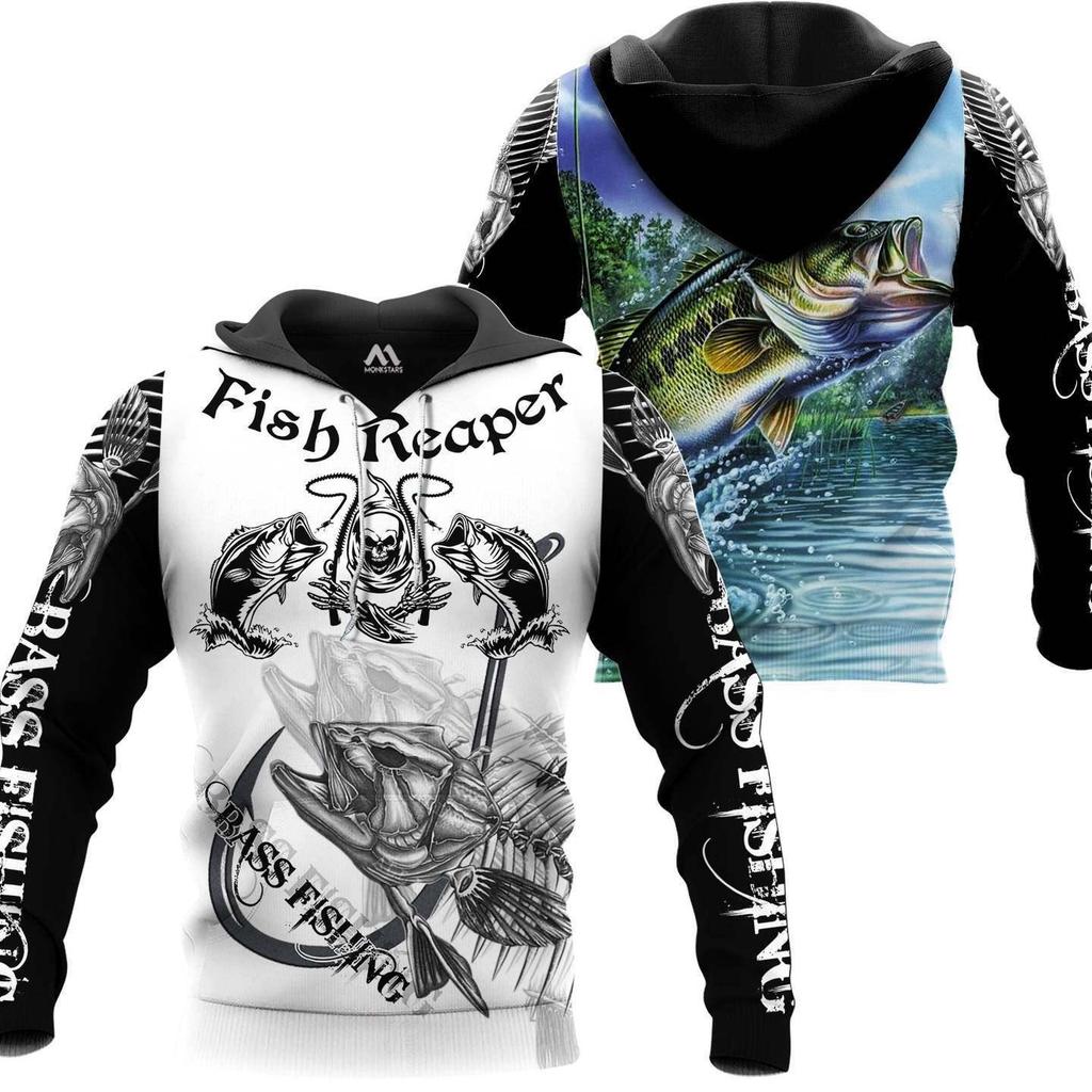 Sweat à capuche unisexe avec impression numérique 3D Motif pêcheur Luya pull de sport d'extérieur