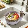 Multifunctional Kitchen Basin Ceramic Berry Bowl with Strainer Holes, Self-Spinning Vortex Design, Fruit Washing Rinse for Berries Vegetables Colander