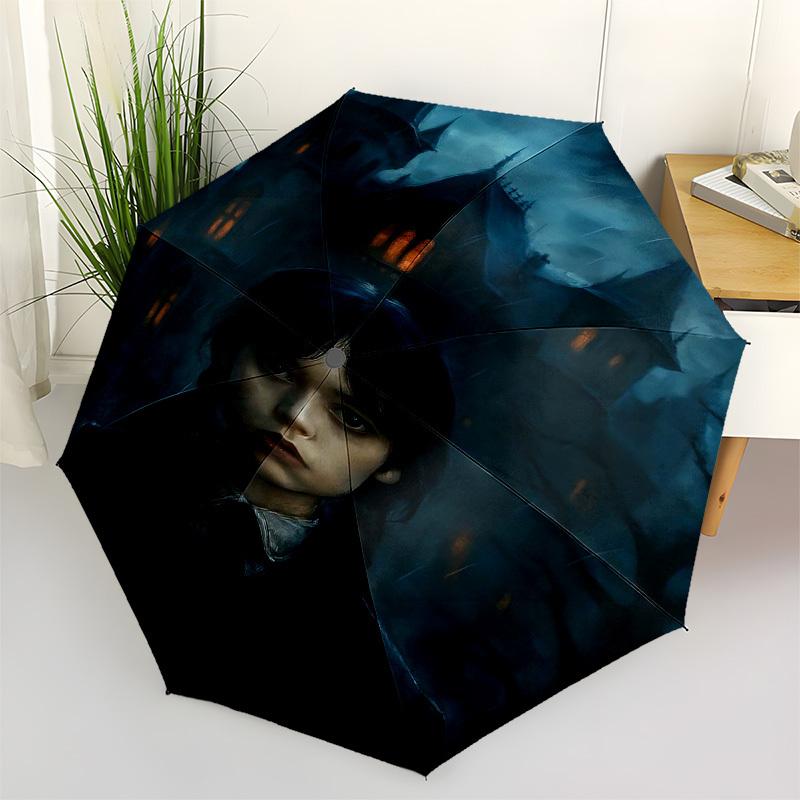 1pc haunted house spooky atmosphereOpen/Close Umbrella-Windproof, Compact Travel Umbrella, Sturdy 8-Rib Shaft, Outdoor Accessory1206