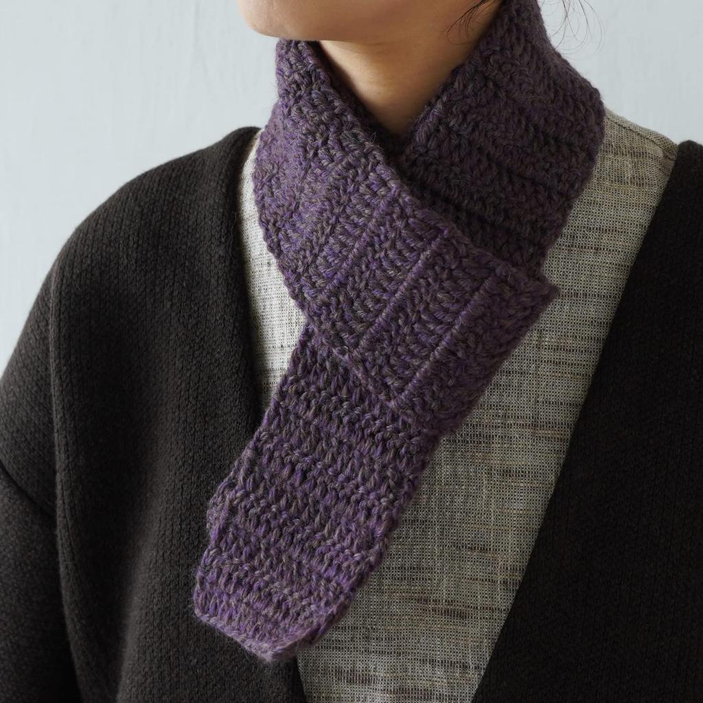 Raw Wool Itohenlab. Knitting Kit for Beginners BC-3 Long Crochet Mini Scarf, Purple