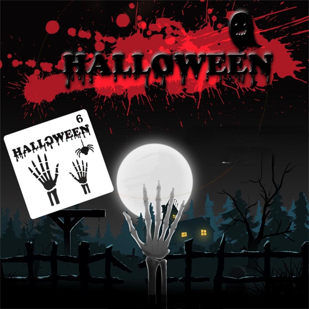 8pcs/set, 13*13cm/5.12*5.12 Inches, Holiday Model Handbook Templates, Halloween Templates, Skeleton Drawing Boards, Scrapbooking Decorations