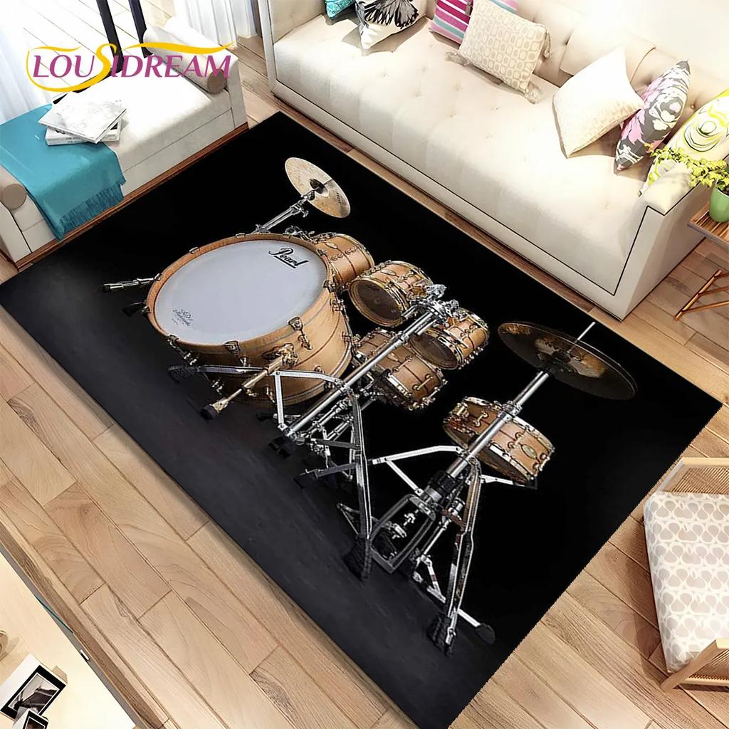 Drum Kit Music Drum Set Instruments Area Rug,Carpet Rug for Home Living Room Bedroom Sofa Doormat Decor,kids Non-slip Floor Mat