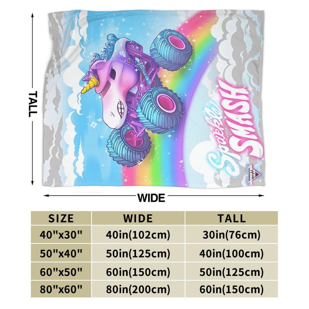 Monster Trucks Sparkle Smash la Manta del Unicornio Cálida Suave Esponjosa Felpa Franela Ropa de Cama Mantas Dormitorio Infantil Colcha Cubre Cama