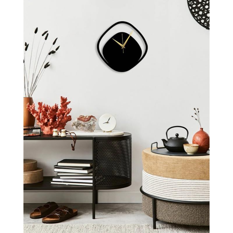 Stylish Watch Wall Clock with Numbers/Large Size Clock & Wall Ornament/Metal Outdoor Wall Clock for Bedroom, Office -Black