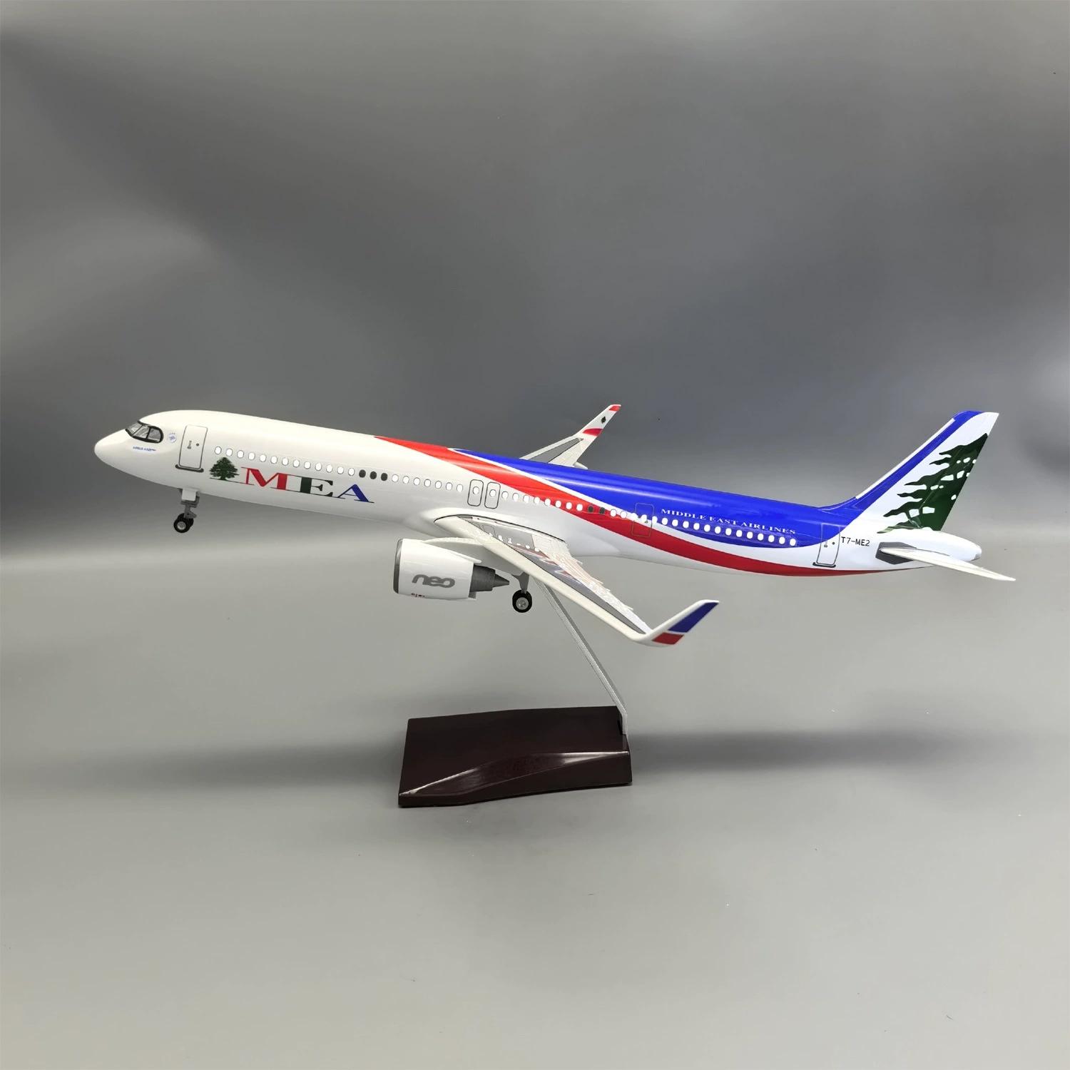 

For 321 NEO MEA Airlines Aircraft Models 44CM Miniature Airplane Die-Cast Resin Plastic model With Light And Wheels Collection