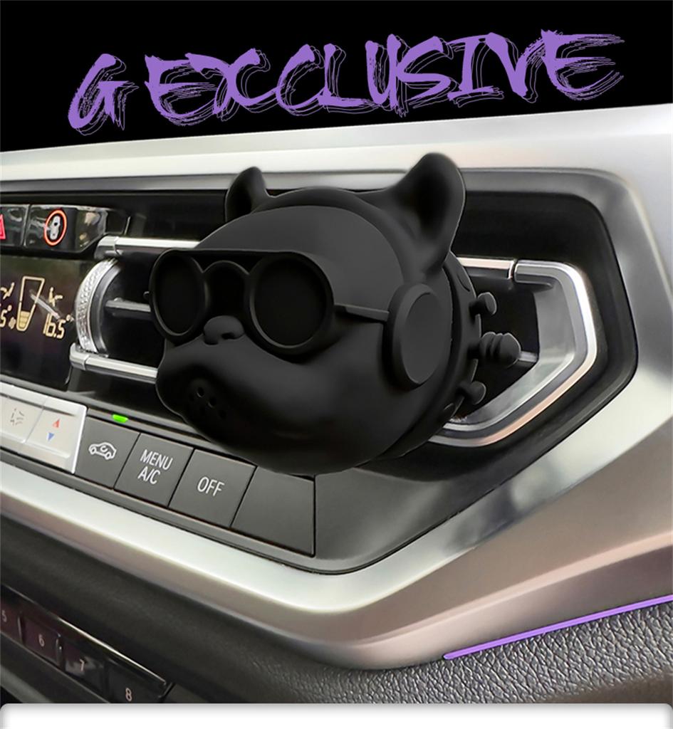 2PCS Bulldog Decoratio Black Cherry Luxury Brand Vent Fan Car Airvent Outlet Clip Interior Vehicle Decoration Car Tuyere