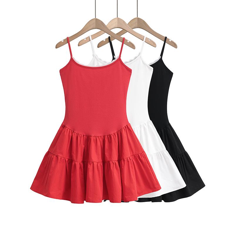 

Sweet Girl Ballet-Style Camisole Mini Dress with High Waist Swing Skirt - Spring/Summer 2025. Small чорний