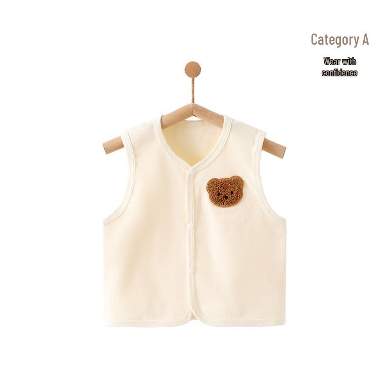 Spring Festival Cartoon Baby Vest - Red, Padded, Pure Cotton for Boys & Girls