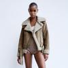 Damen Winter Wildleder Motorradjacke mit beidseitigem Pelzfutter