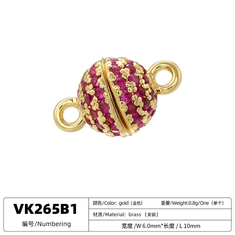 ZHUKOU 6MM Brass Inlaid Zircon Round Magnet Connection Buckle Bead Water Diamond Pendant Jewelry Making Buckle Accessories:VK265