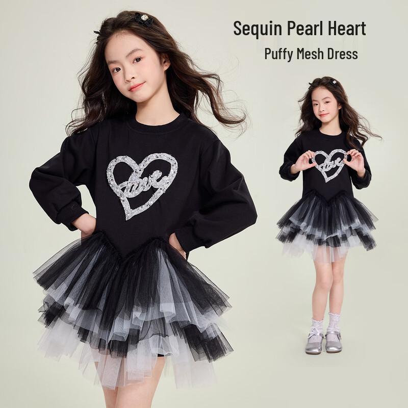 

Girl s Sequin Pearl Heart Sweatshirt Dress 170