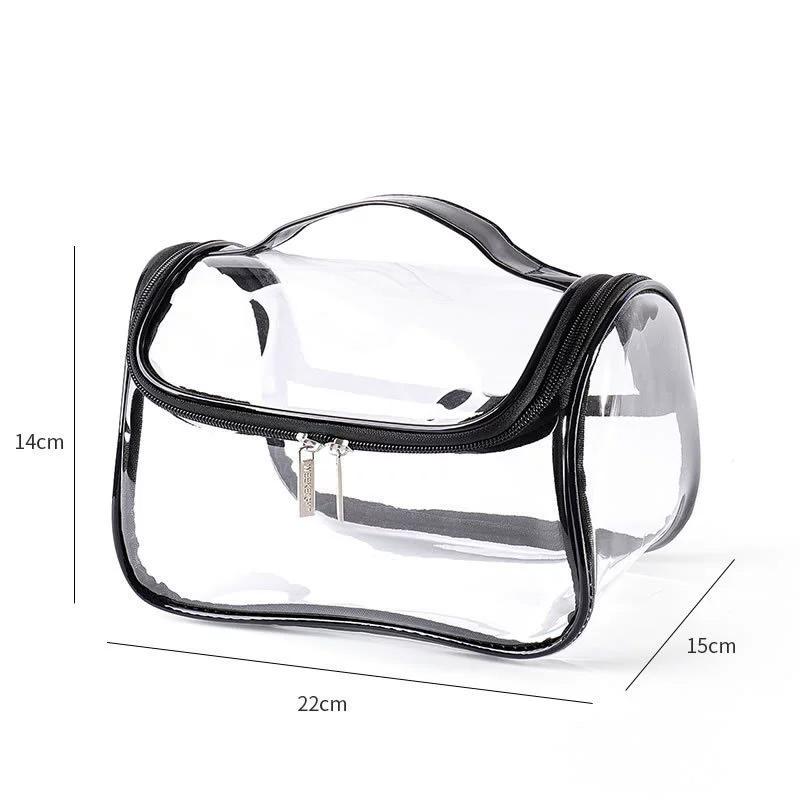 Transparent Waterproof Travel Cosmetic Bag Pvc Portable Large Capacity Makeup Zippered Storage Pouch Toiletry Bag