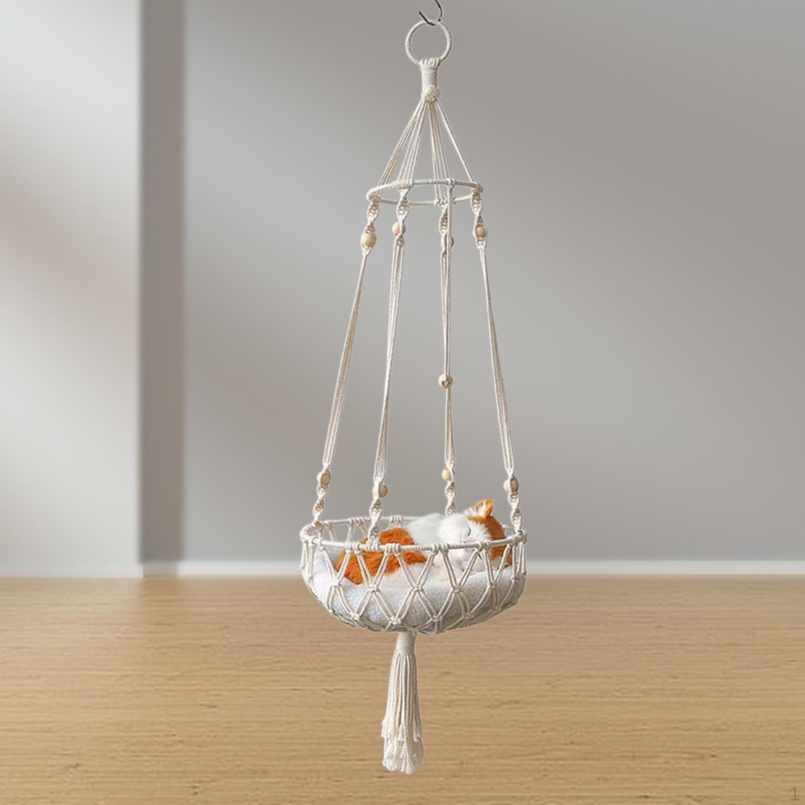 

Кошачий гамак ручной работы в стиле бохо для домашних животных, компактная подвесная кровать на стене