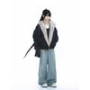 Vintage Damen Street Letter Langarm Kapuzenpullover mit Fellkragen Reißverschluss Y2K Retro Jacke Harajuku Punk Mode Frühling