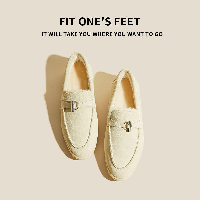 Retro Suede Cowhide Loafers: Women's Slip-on Pointed Toe Flats