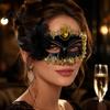 Lace Rhinestone Masque for Women Masquerade Women, Vintage Venetian Half Face with Side Flower Festival Performance Cushion Halloween Prom Ball