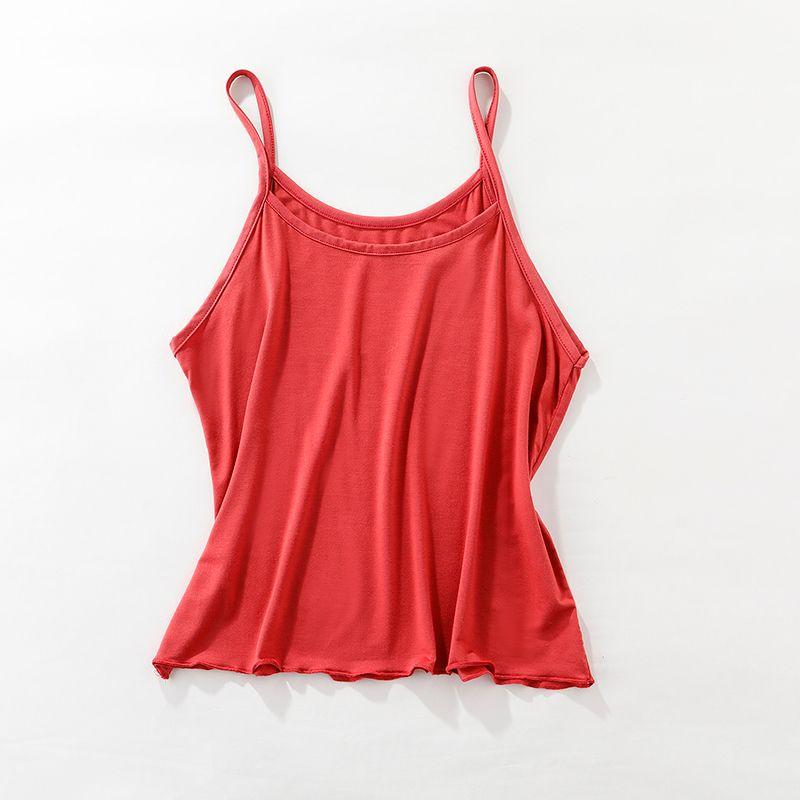 

Женская летняя майка, внутренний модальный топ без рукавов, черный, большого размера, свободный, студенческий, повседневный, нижняя рубашка Brick Red L (Recommendation 50.00 kg-60.00 kg
