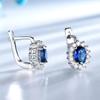 925 Sterling Silver Clip Earrings  Blue Sapphire Emerald  Flower Earring for Women Party Engagement Fashion Fine Jewelry Gift