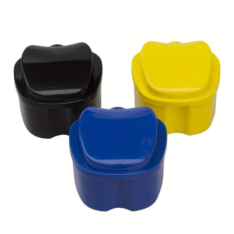 Plastic Denture Cleaning Box - Waterproof Filter Mesh Container for Denture Soaking & Storage, Compact Design Travel Supplies