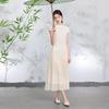 Sancai New Chinese Style Tasseled Burnout A-Line Long Dress