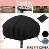Vielseitige schwarze Feuerschalenabdeckung für runde Grillgeräte, langlebig, wetterfest und sonnenfest