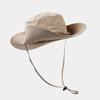 Khaki Outdoor Sun Hat For Men, Wide Brim, Sunscreen Hiking Hat, Adjustable Strap, Anti-Fall Fishing Hat
