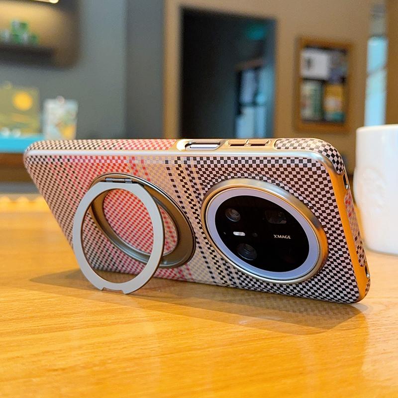 Premium Carbon Fiber Texture Magnetic Case For Huawei Mate 60 70 Pro Pura 80 Pro+ Ultra Stand Cover 360 Rotatable Ring Aluminum