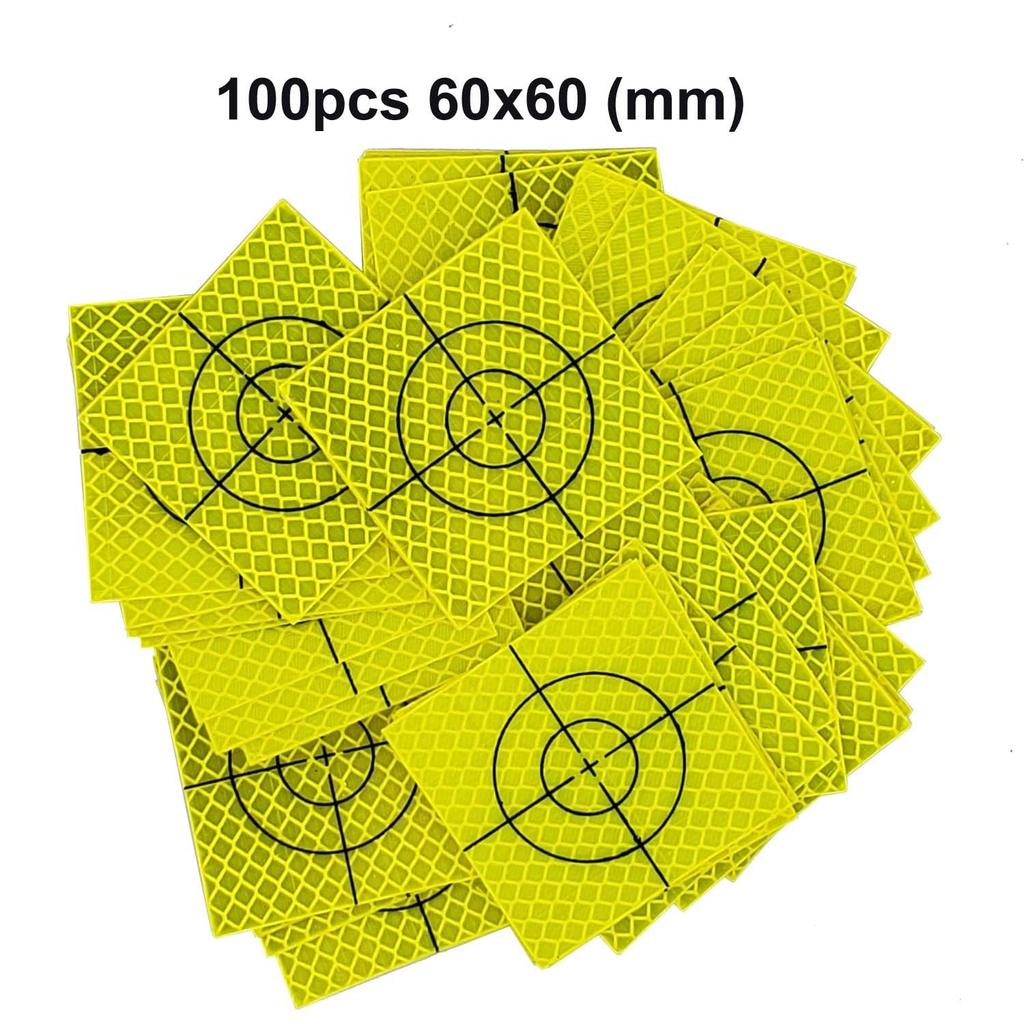 100pcs Total Station Reflector 20/30/40/50/60mm Fluorescent Yellow Reflector Sheet Target Aim Target Sticker Measurement