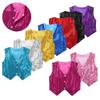 Barn Gutter Overdeler Glitrende paljettskjorte Vest Costumes for Choir Jazz Dance Scene Performance