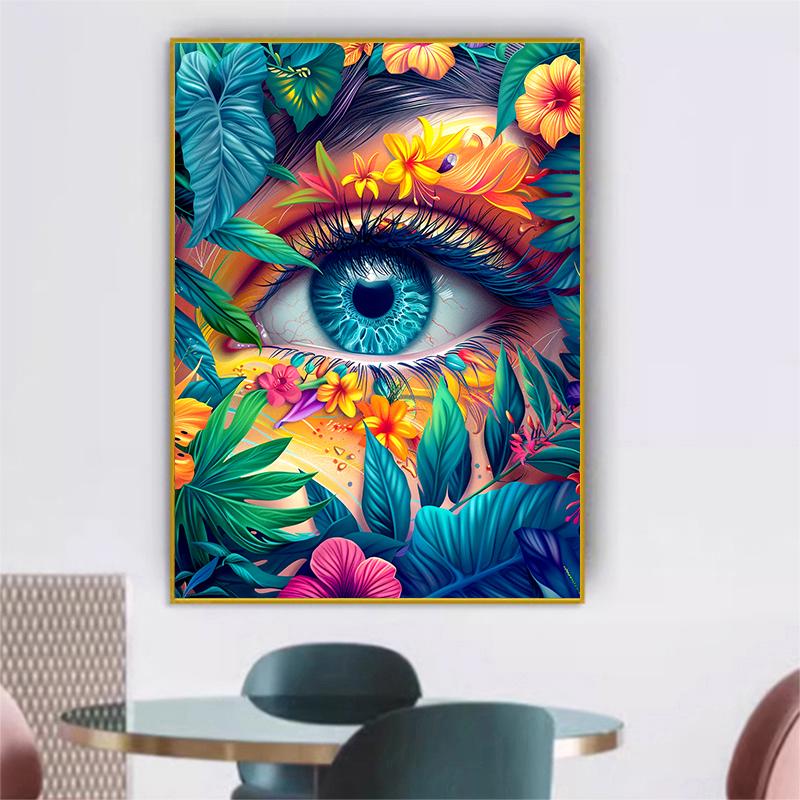 5d DIY Diamond Painting Cross Stitch Abstract Flower Eyes Diamond Embroidery Mosaic Full Round Drill Home Decor Arts