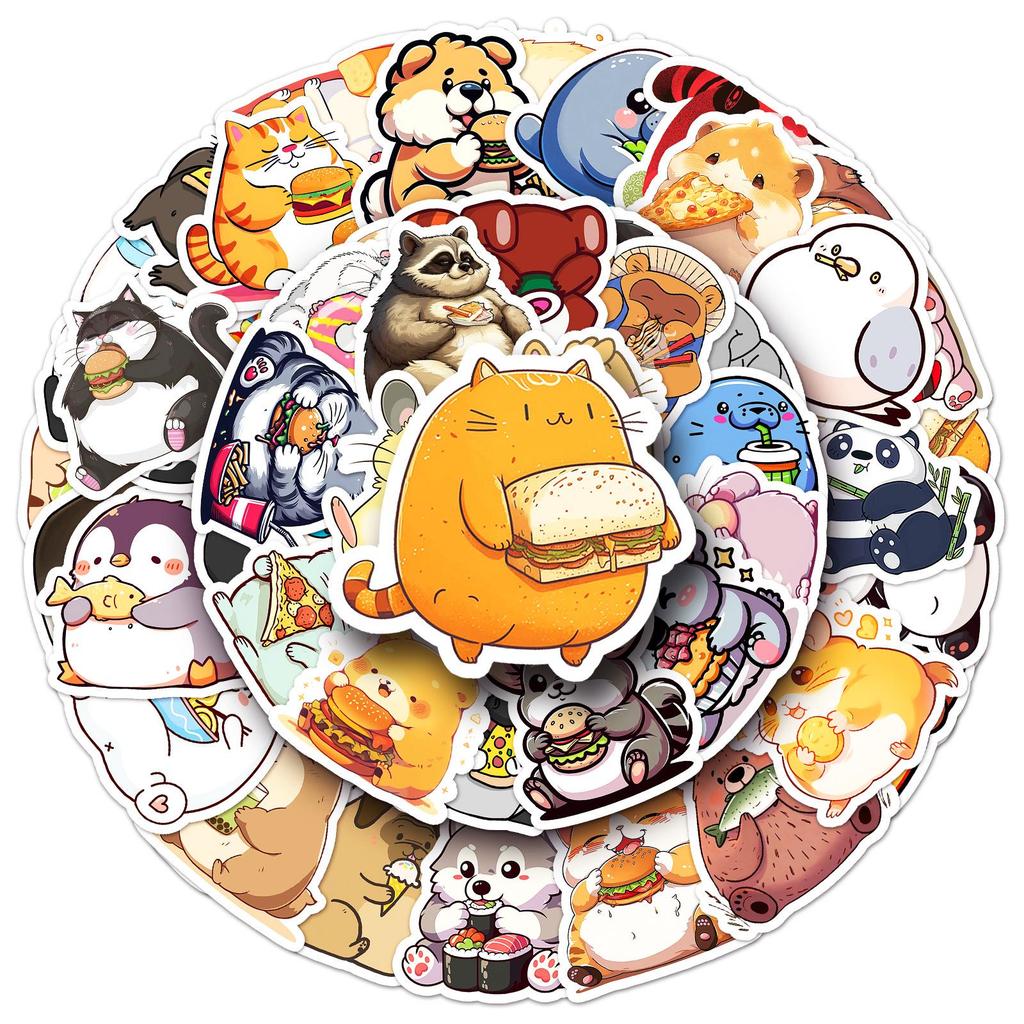 50PCS Cute Chubby Animal Stickers - Waterproof Cartoon Decor for Notebook & Planner
