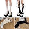 Women Decorations Sock Long Fishnet Stockings Fashion Lace Mesh Lacing Up Knee Sock Sexy Patchwork Calf Socks Lace Socks