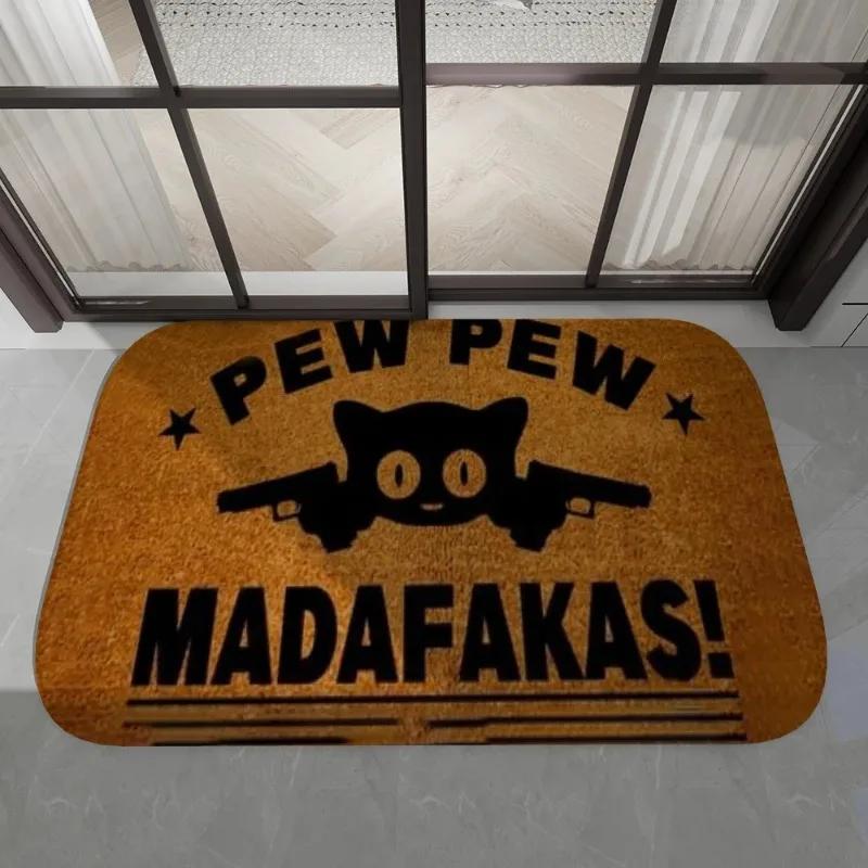  Disney Dark Cat Welcome Madafakas Floor Mat Entrance Door Mat Rectangle Home Soft Badmat Front Door Indoor Outdoor Mat