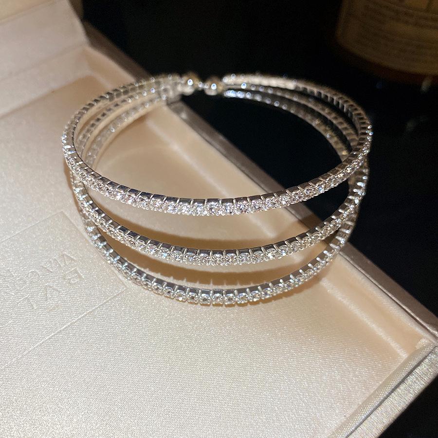Elegant Multi-Layer Rhinestone Bangle - Luxurious Jewelry for Women