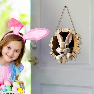 3/1 Set Osterhase Türschild Anhänger Dekoration Holz Hängend Frühling Froher Hase Konstruktion Tür Osterparty Deko 2025