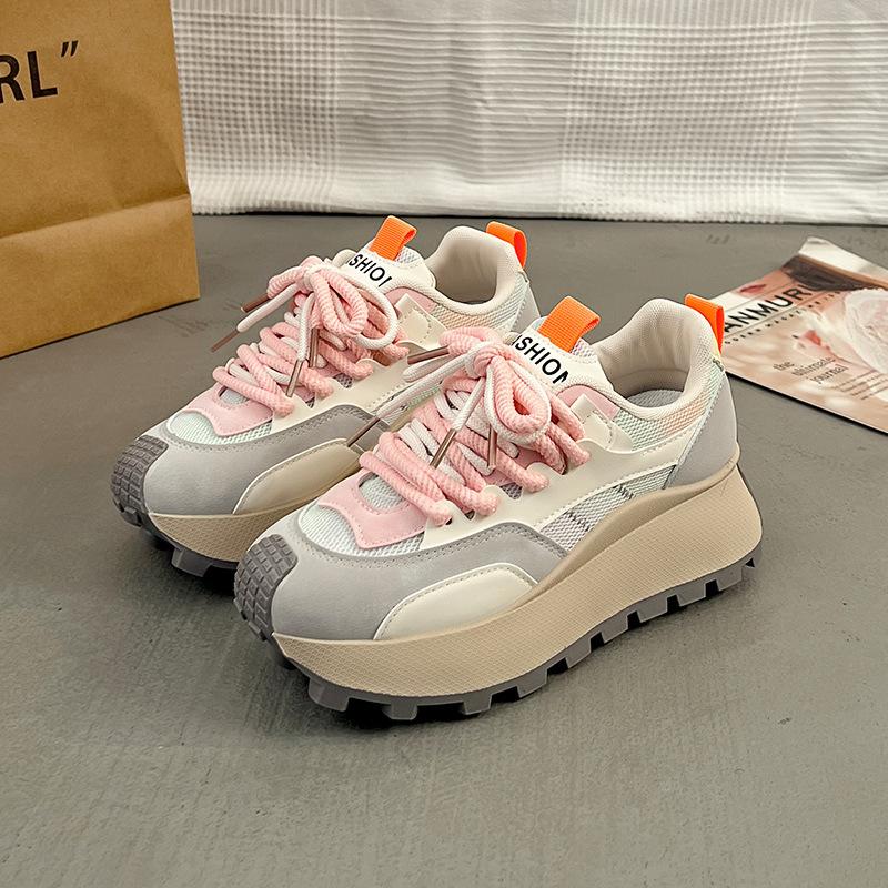 Spring 2025 new thick-soled non-slip heightening sports board shoes women's popular Xiaobai casual shoes tide 876-1