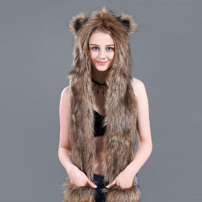 Buy Exploded Fur Cap Fur Cap Animal Cap Scarf and Glove In Winter at
