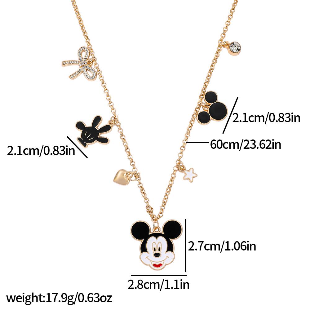 And Minnie Mouse Oil Drip Alloy Pendant Necklace, Simple Multi-Layer Collarbone Necklace, Cartoon Cosplay Jewelry