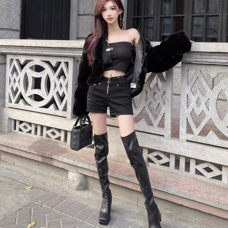 

Модные эластичные ботфорты, длинные сапоги для женщин, водонепроницаемая платформа, толстая подошва, сапоги на высоком каблуке, высокие сапоги для женщин 35