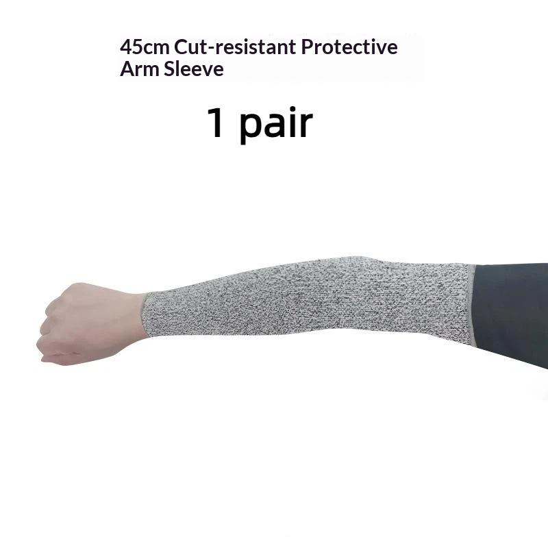 HPPE Level 5 Cut Resistant Arm Sleeves 1 Pair Anti Puncture Safety Sleeve for Glass Handling Construction Repair Work