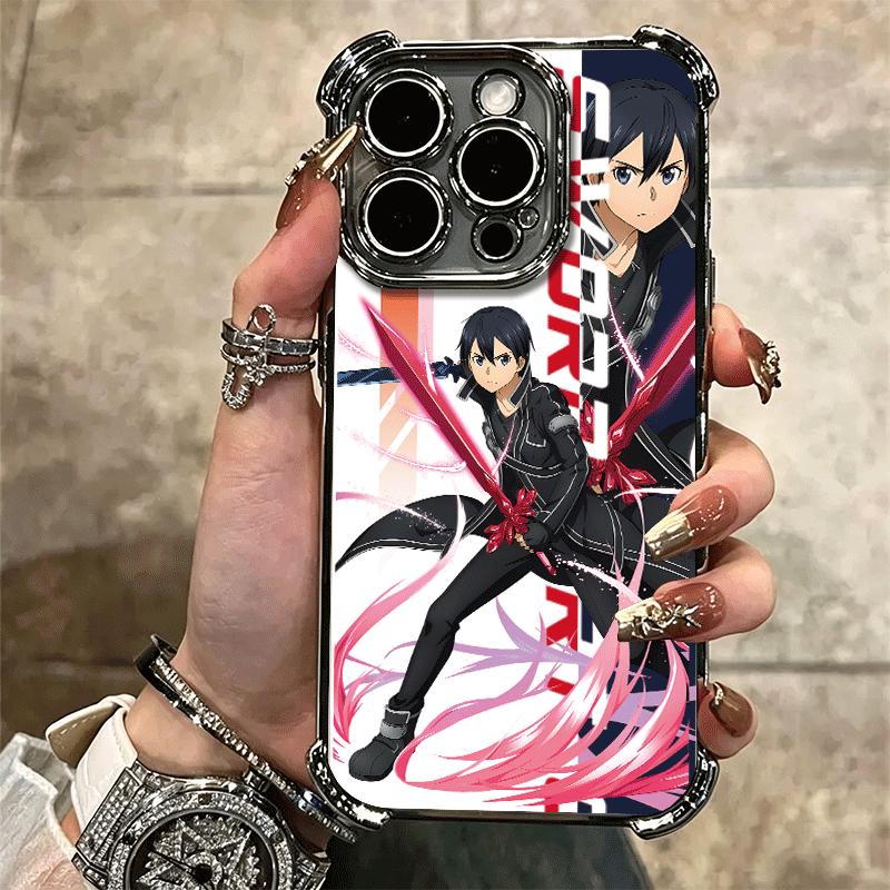Anime Sword Art Online SAO Plating Phone Case For Iphone 16 17 Pro Max Air 16E 14 15 Plus 12 13 Mini Anti-Fall Airabag Cover