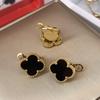 15MM Four-Leaf Clover Earrings Buckle Mother-Of-Pearl Full Radium Female Temperament Simple Earrings