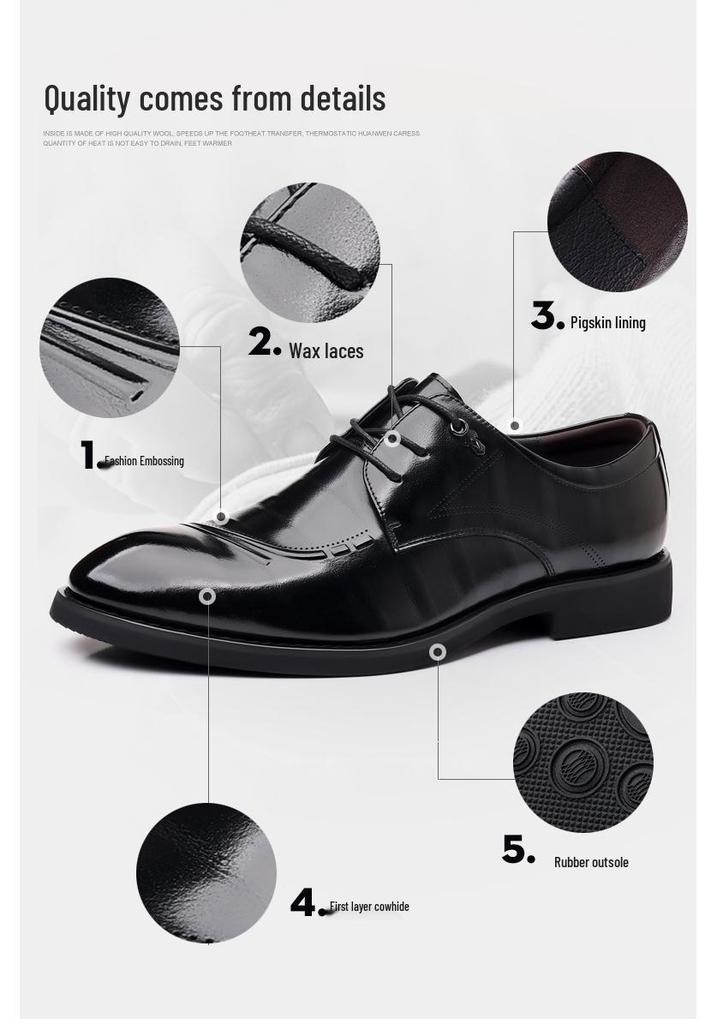 New Men's Genuine Leather British Style Derby Shoes - Breathable, Fashionable, Casual, and Formal.