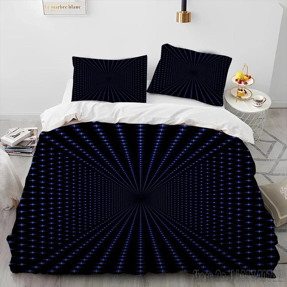 3D Visual Illusion Geometric Duvet Cover Set HD Comforter Cover for Kids Bedding Sets Bedclothes Bedroom Decor