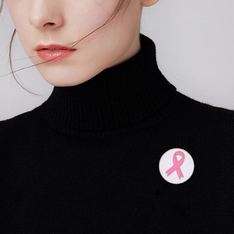10Pcs Cancer Awareness Brooch with Back Clasp Pink Metal Ribbon Pins Awareness Lapel Pin for Clothing Dress Jackets Hat