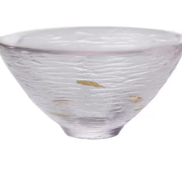 Japanese Crystal Glass Kung Fu Tea Cup with Gold Painting - Small Tasting Bowl