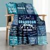 Dear Grandson Customize Text Blanket Throw Customizable Blanket Comfortable Versatile for Office Chair Bed Home Decor Office Ideal for All Seasons
