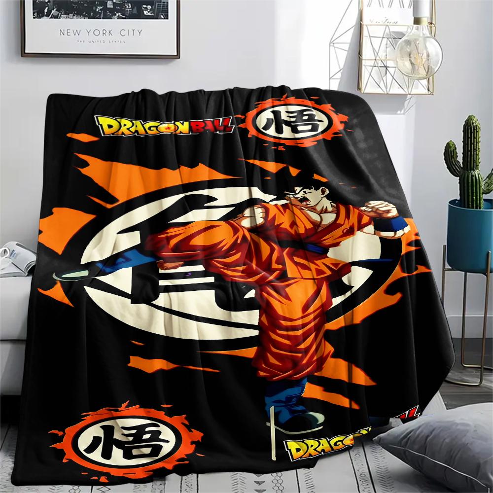 Dragon Ball Charaktere Druck Flanelldecke, Hohe Qualität, Bequem für Alle Jahreszeiten, Heimdekoration, Wärme und Komfort, Perfekt für Weihnachtsgeschenke